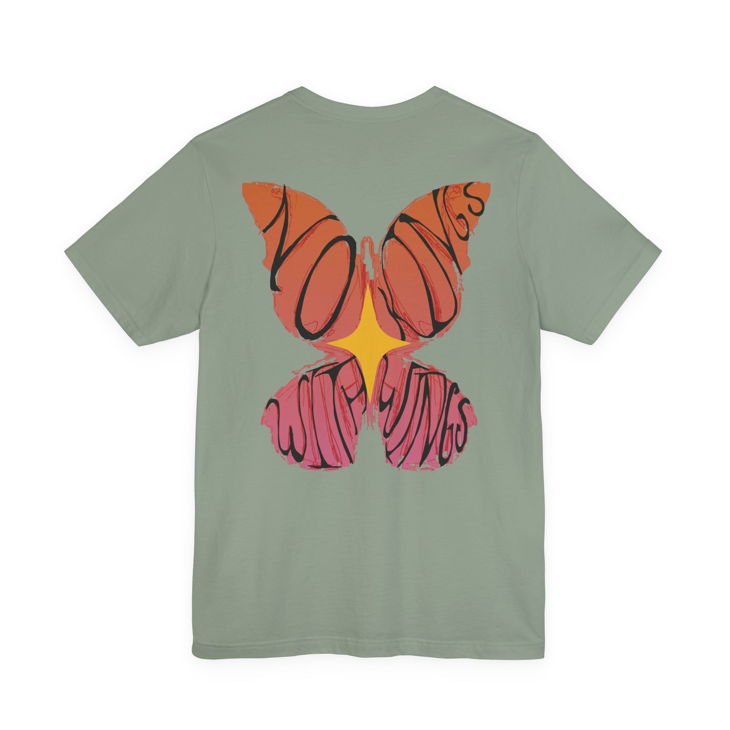 Butterfly Vibes Unisex Tee, Artistic Tee Shirt, Trendy Graphic T-Shirt, Bohemian Style Top, Gift for Nature Lovers