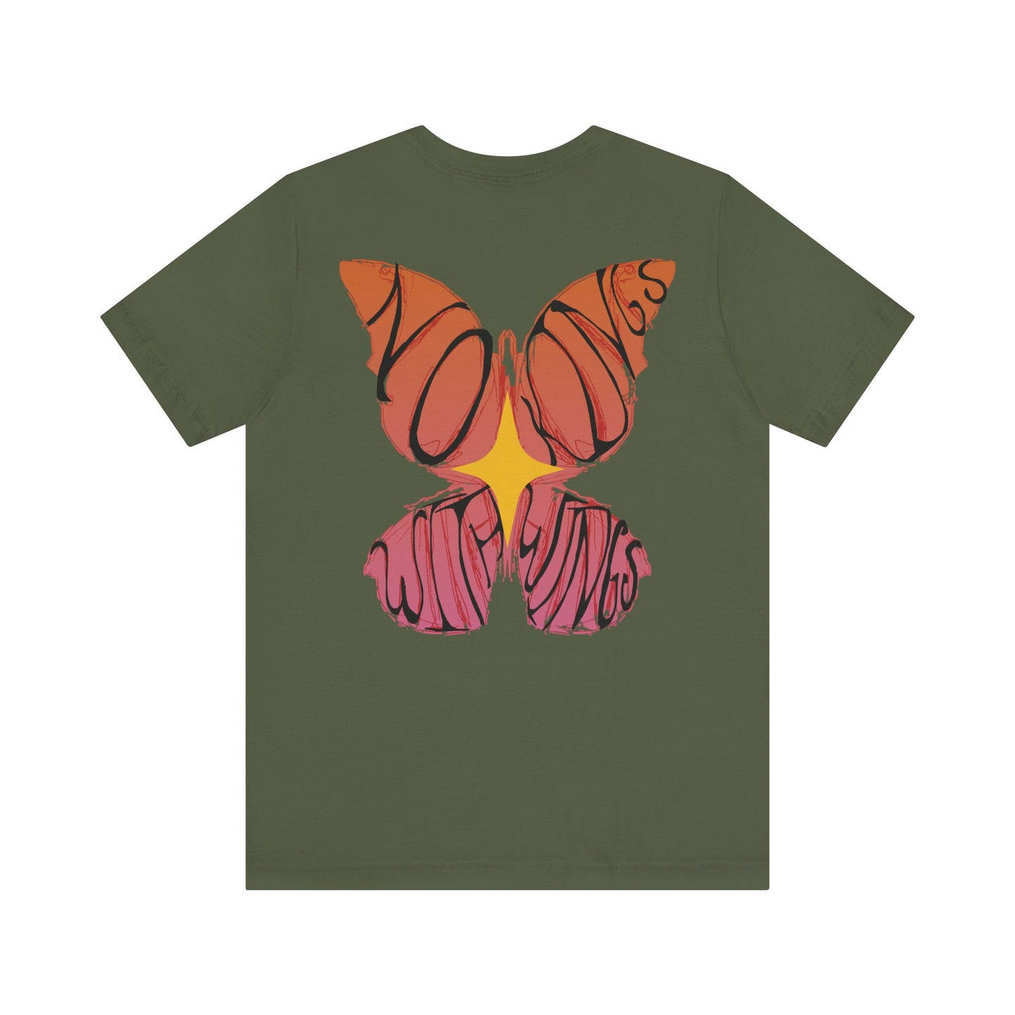 Butterfly Vibes Unisex Tee, Artistic Tee Shirt, Trendy Graphic T-Shirt, Bohemian Style Top, Gift for Nature Lovers