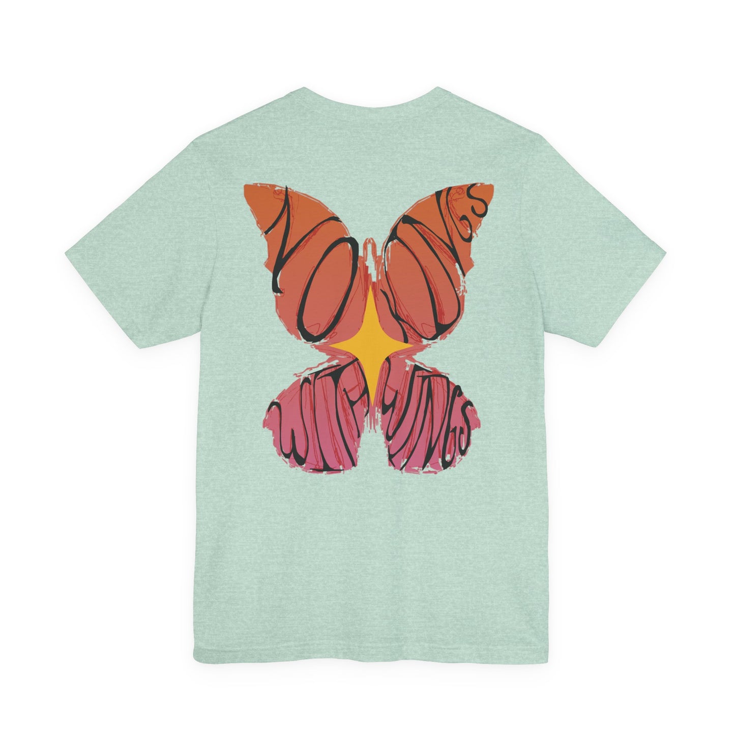 Butterfly Vibes Unisex Tee, Artistic Tee Shirt, Trendy Graphic T-Shirt, Bohemian Style Top, Gift for Nature Lovers